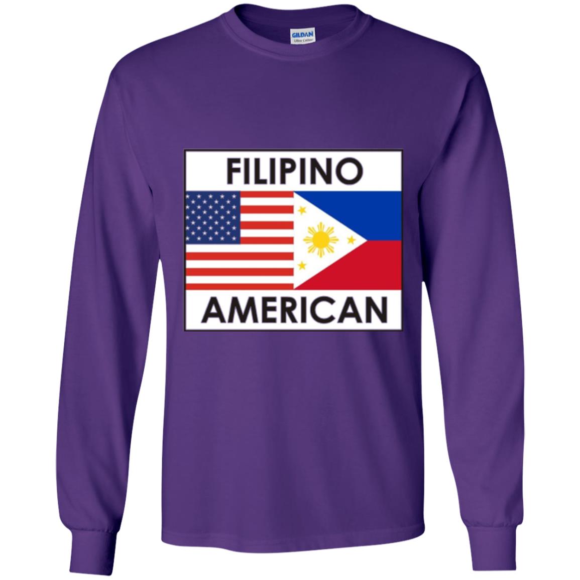 Filipino American T-shirt Philippines Usa Flags Purple