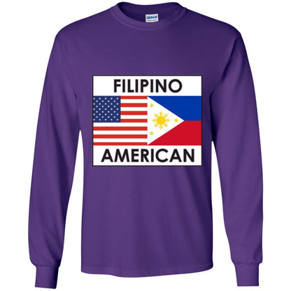 Filipino American T-shirt Philippines Usa Flags Purple