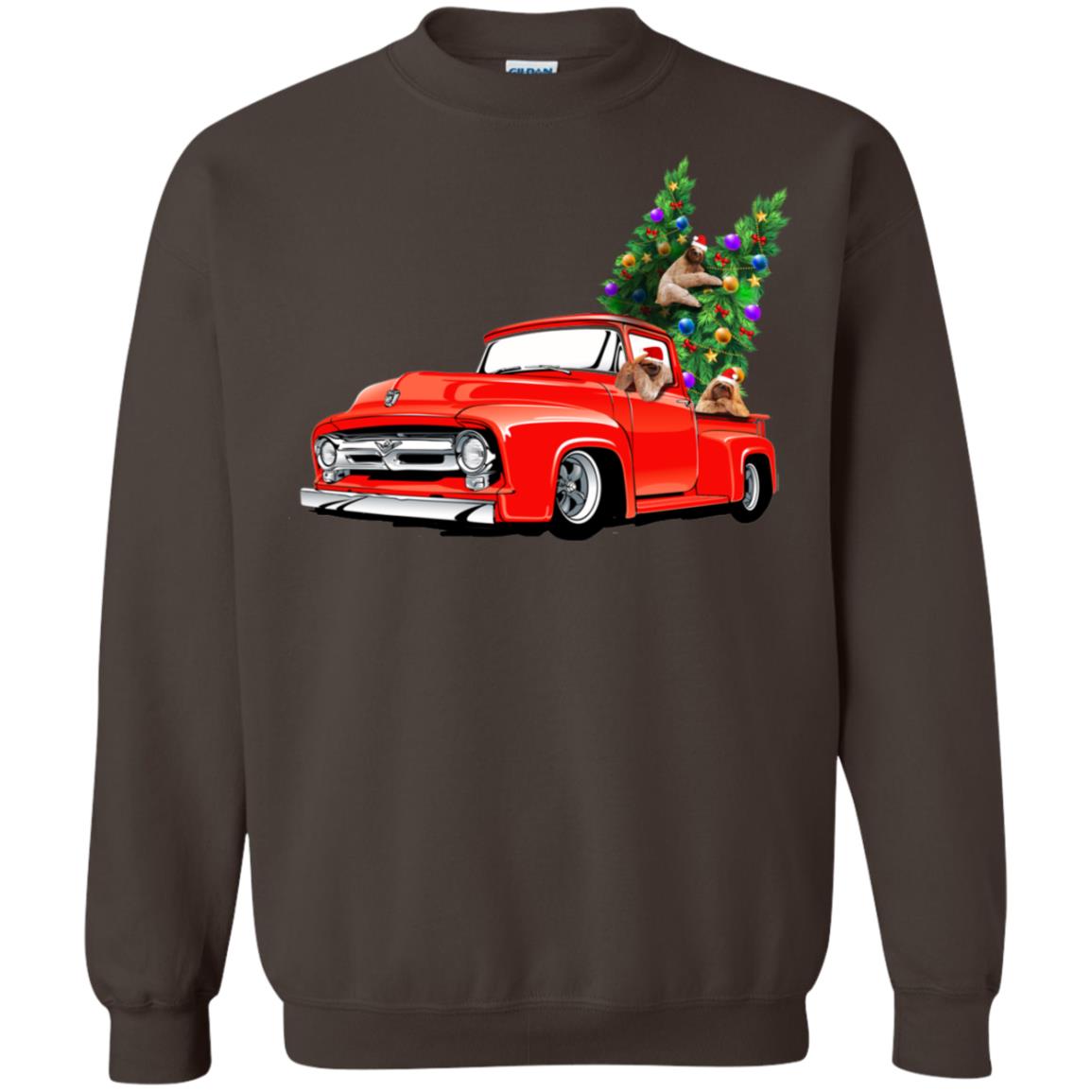 Christmas Tree And Sloths On Car X-mas Gift Shirt Dark Chocolate