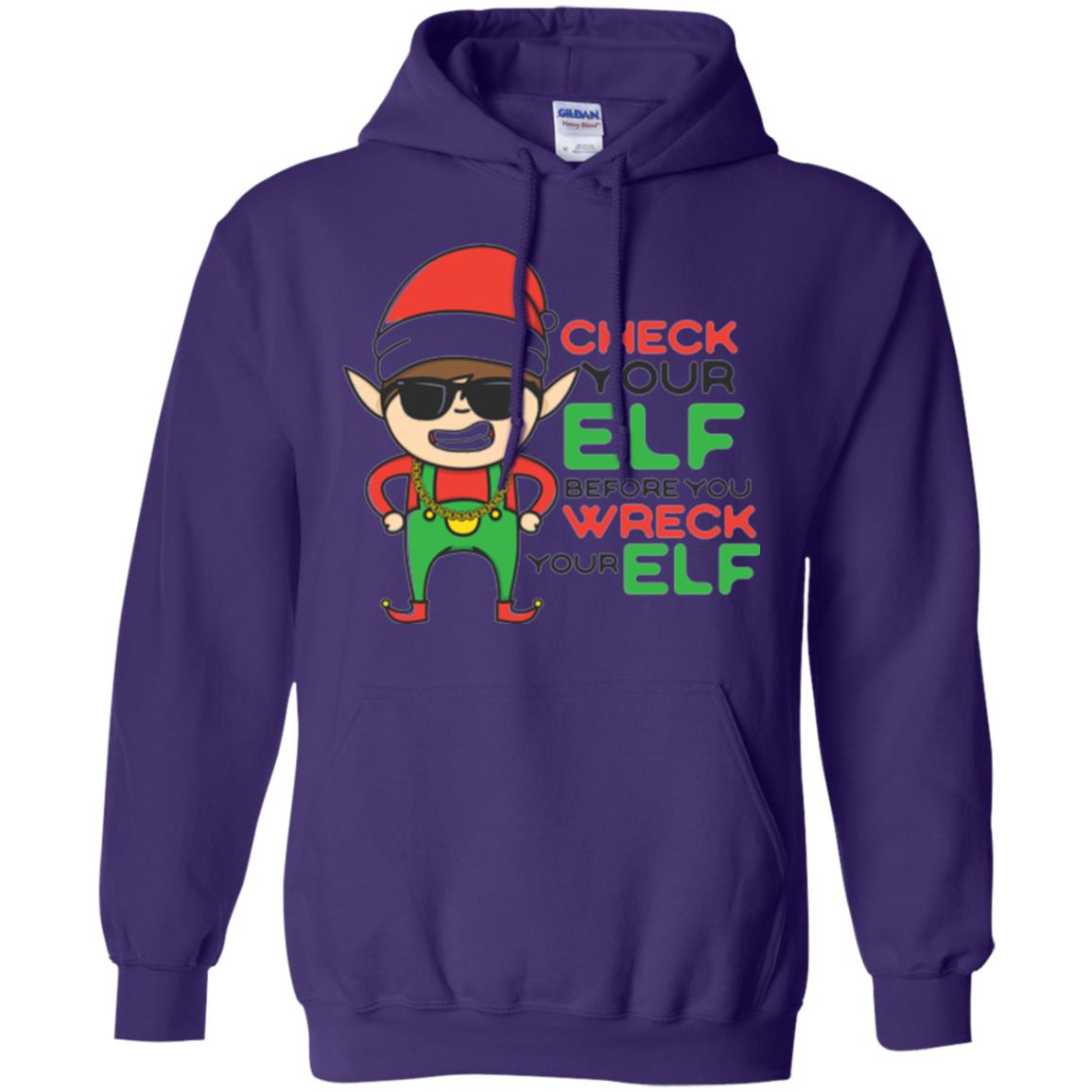 Christmas T-shirt Check Your Elf Before You Wreck Your Elf Purple