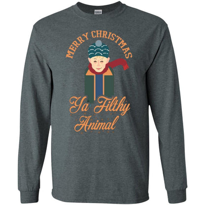 Christmas T-shirt Merry Christmas Ya Filthy Animal Dark Heather