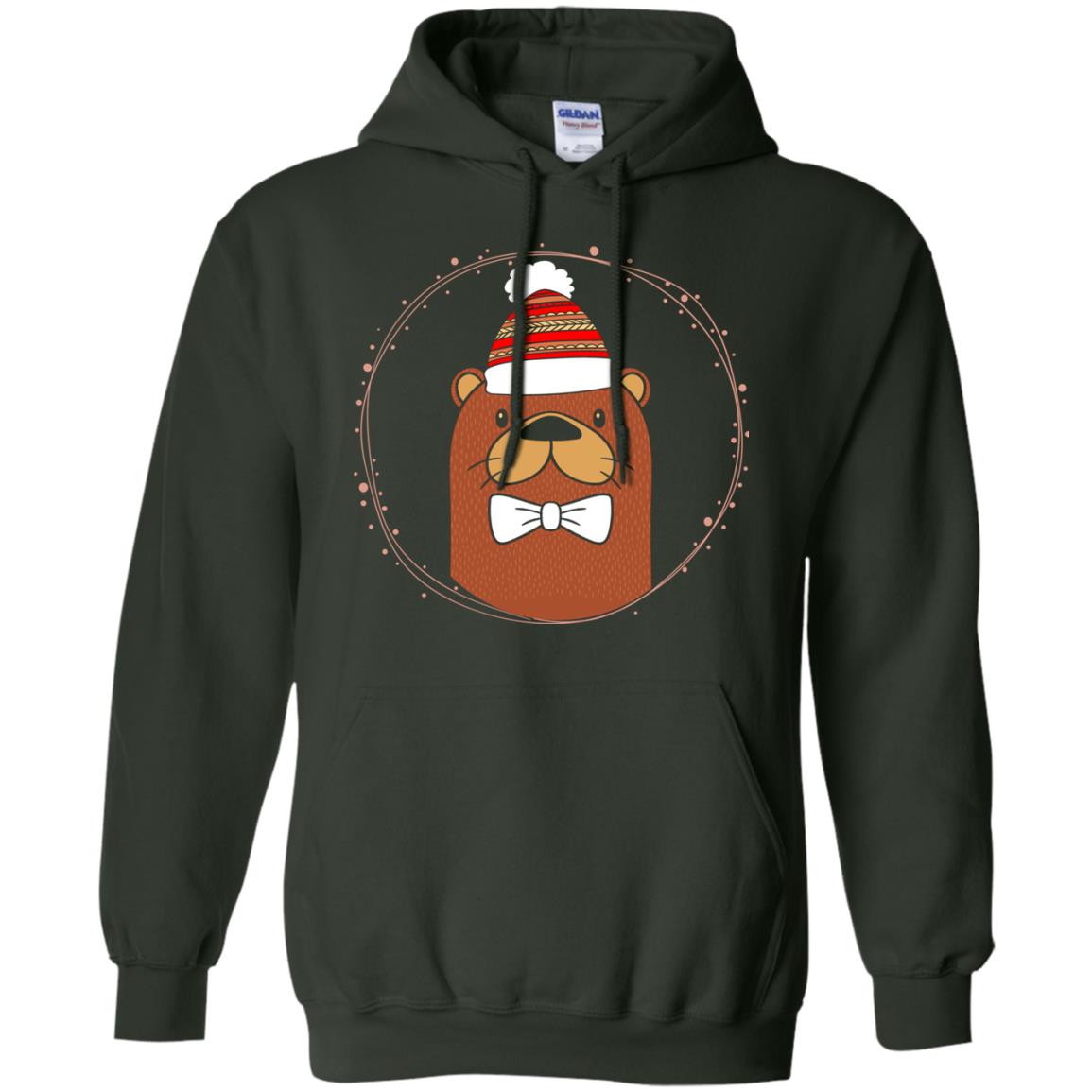 Otter Wearing A Lovely Beanie Gift Shirt For Otter Lover Forest Green