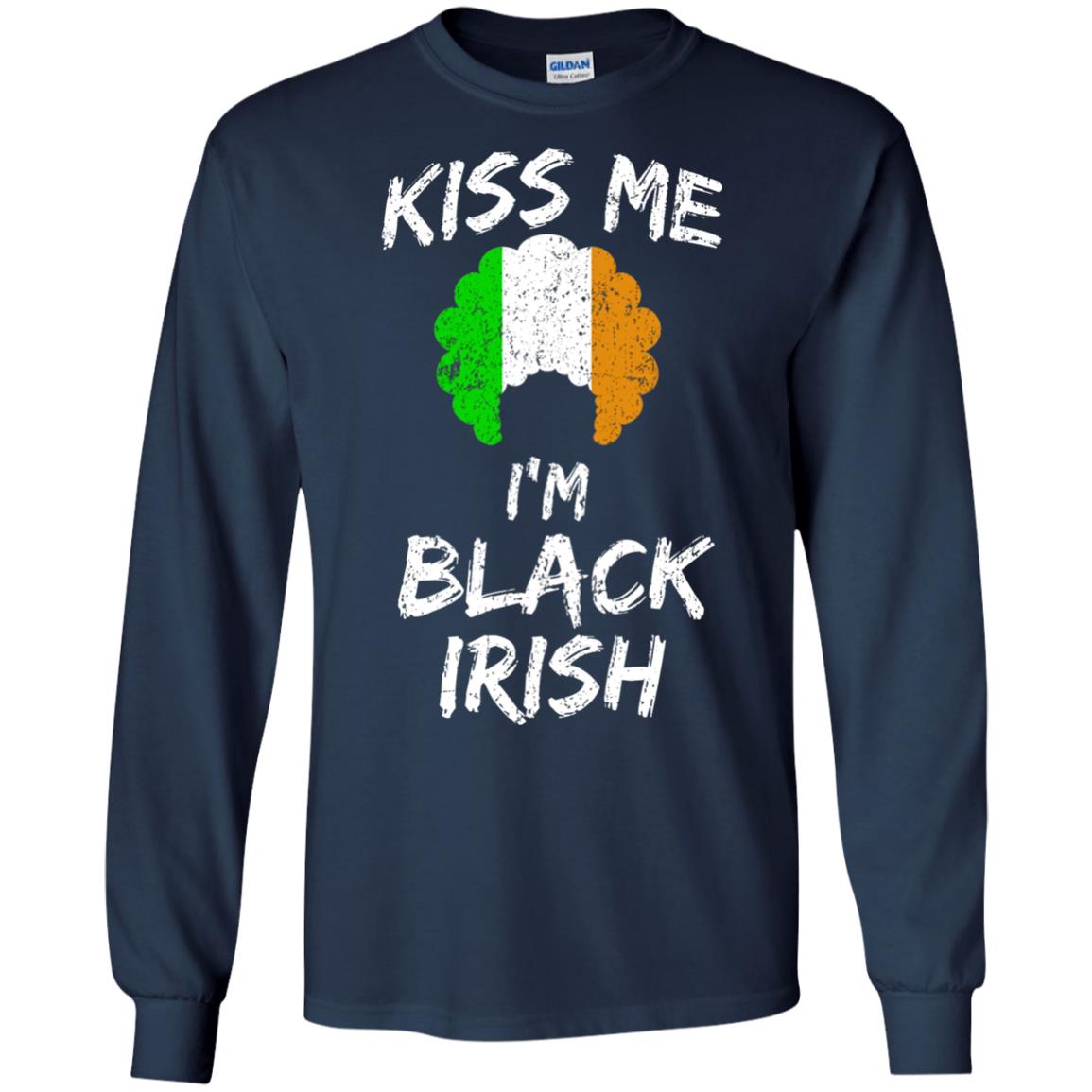 Kiss Me I_m Black Irish Funny St Patrick_s Day T-shirt Navy