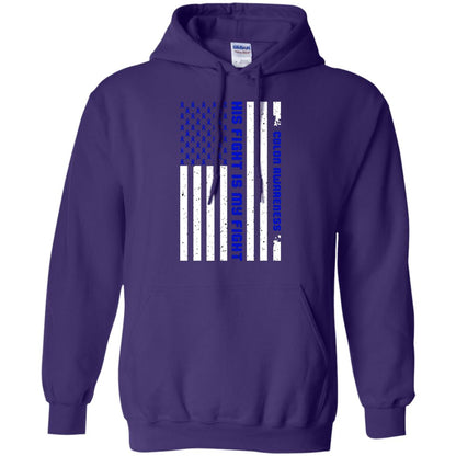 Colon Awareness His Fight Is My Fight Dark Blue Ribbon Stars Flag Of Usa Shirt Purple