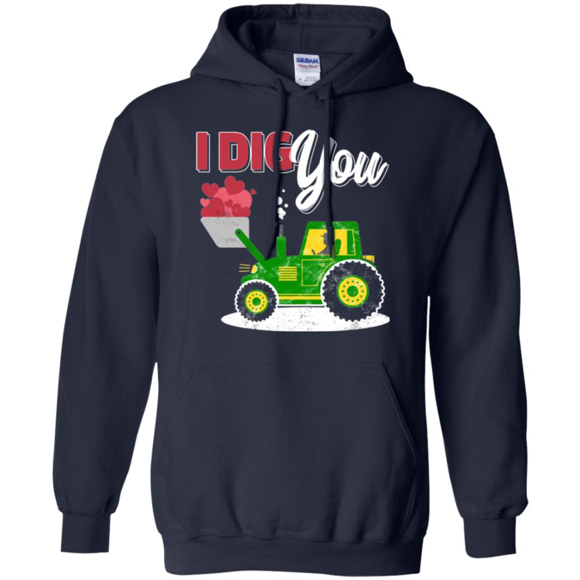 Farmer Valentines Day T-shirt Farm Tractor I Dig You Navy