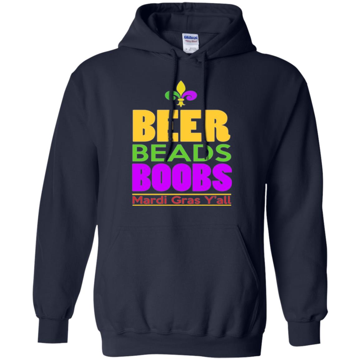 Funny Mardi Gras T-shirt Beer Beads Boobs Mardi Gras Y_all Navy