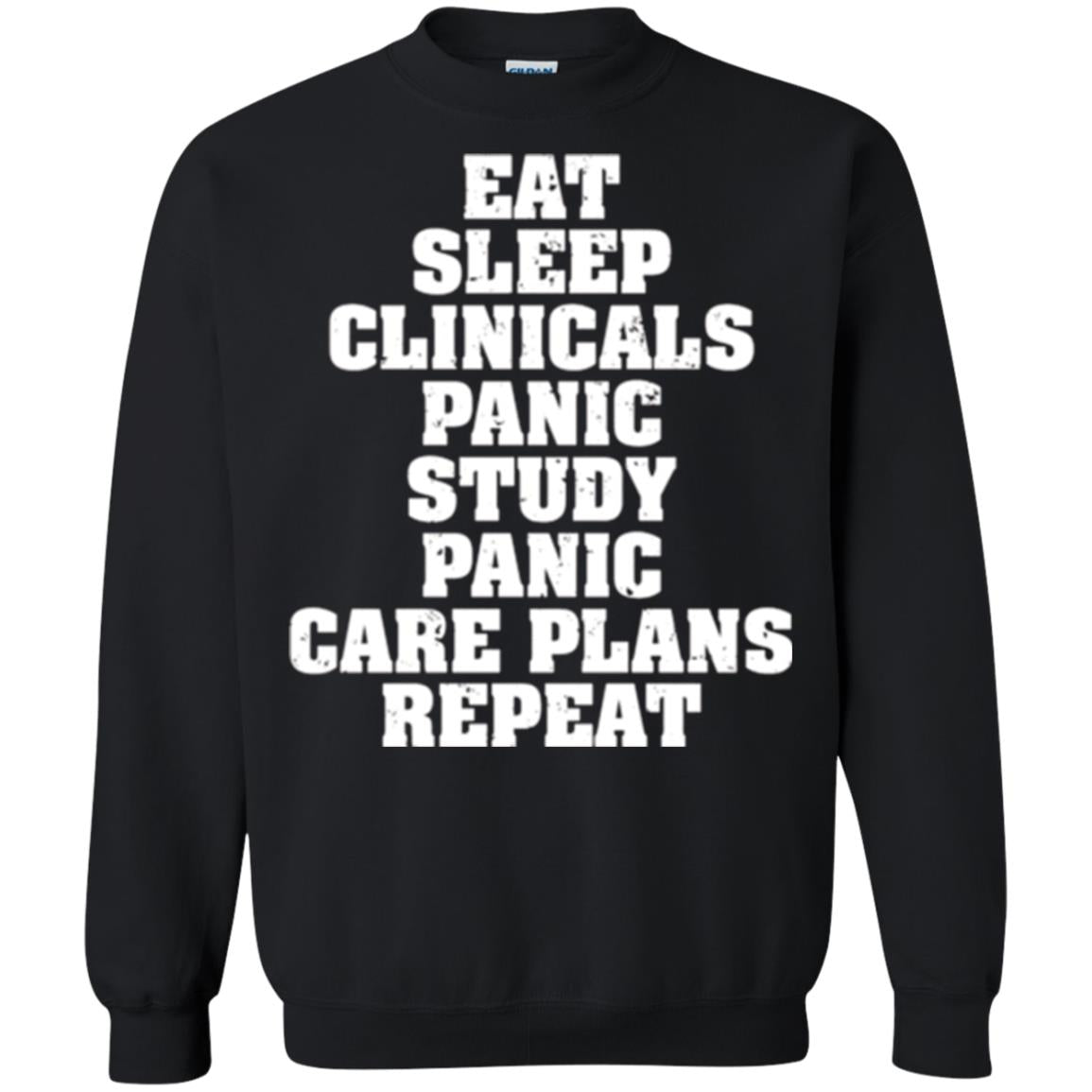 Funny Nursing Student T-shirt Eat Sleep Clinicals Panic Black