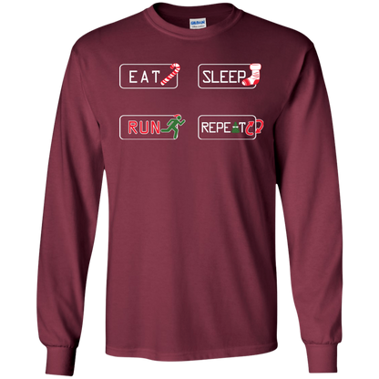 Christmas T-Shirt Eat Sleep Run Repeat Maroon