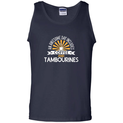 Tambourines T-shirt An Awesome Day Includes Coffee And Tambourines Navy