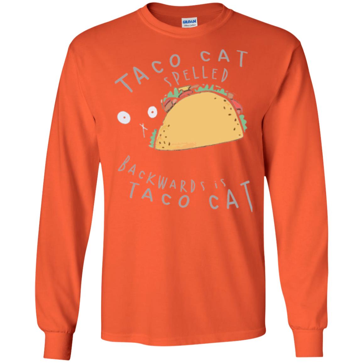 Cat Lovers T-shirt Taco Cat Spelled Backward Is Taco Cat Orange