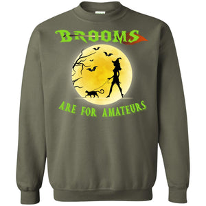 Brooms Are For Amateurs Witches Walk With Cat Funny Halloween ShirtG180 Gildan Crewneck Pullover Sweatshirt 8 oz.