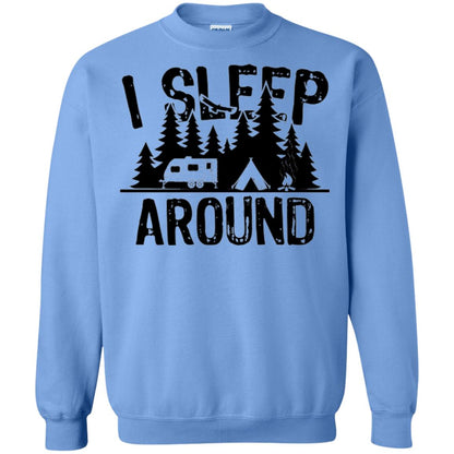 Funny Camping T-shirt I Sleep Around Carolina Blue