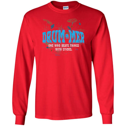 Drummer Definition T-shirt Drummer One Who Beats Things With Stick Red