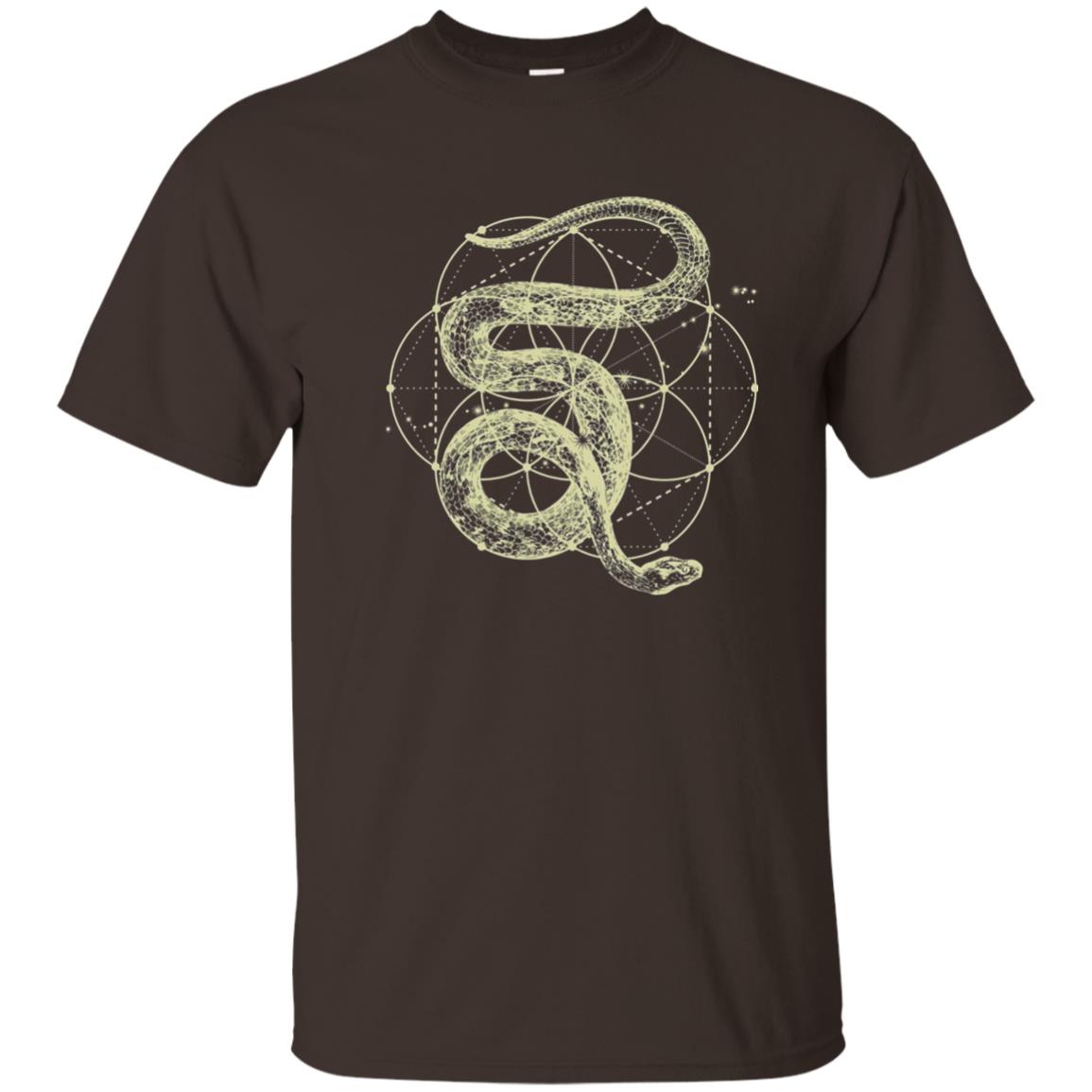 Sacred Geometry Seed Of Life Snake T-shirt Dark Chocolate