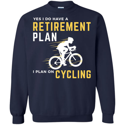 Funny Bicycle Cycling T-shirt Retirement Plan I Plan On Cycling Navy