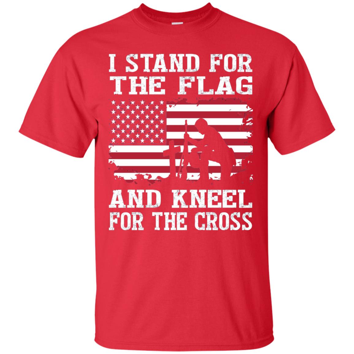 I Stand For The Flag And Kneel For The Cross Military T-shirt Red