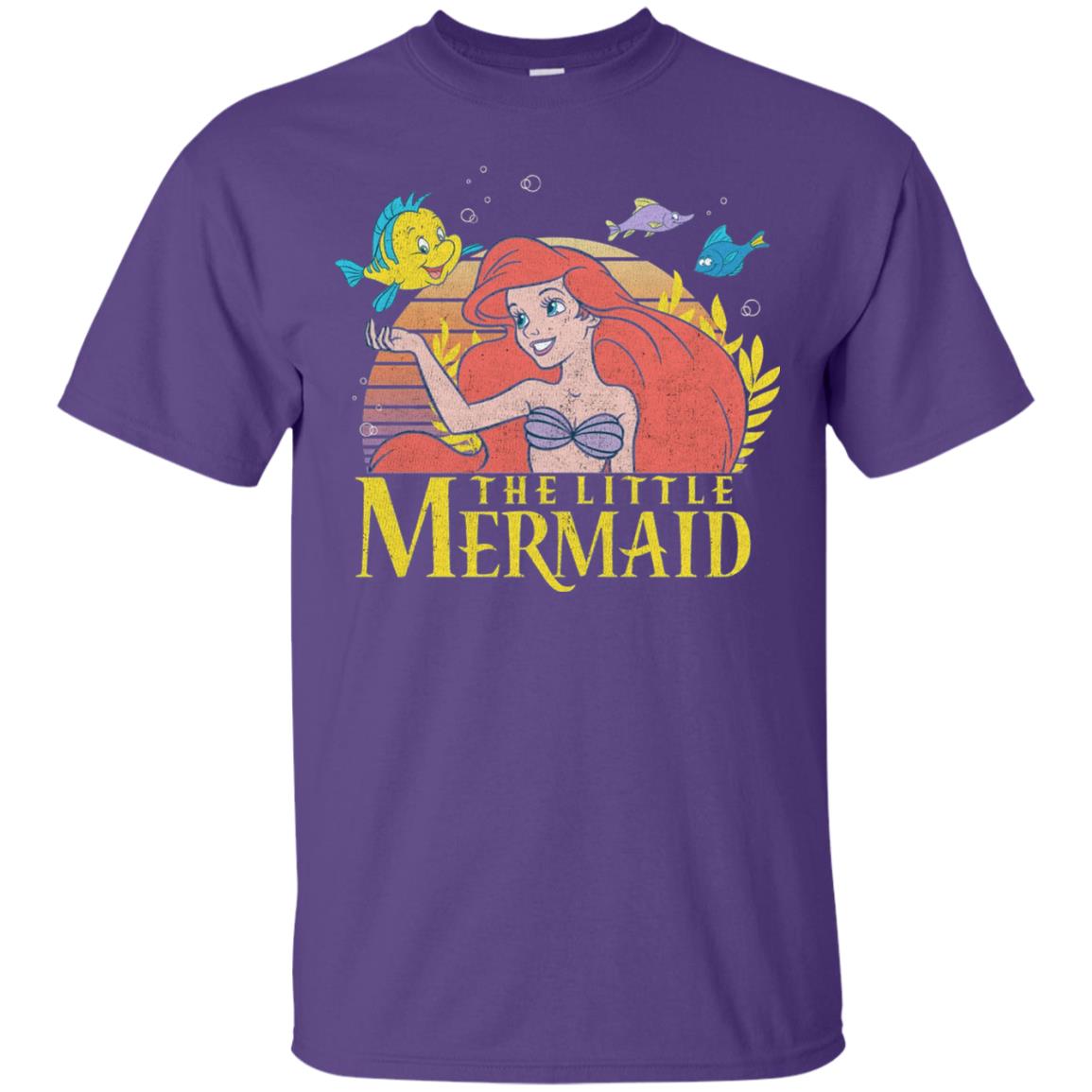 Cartoon T-shirt Mermaid Ariel Flounder Purple