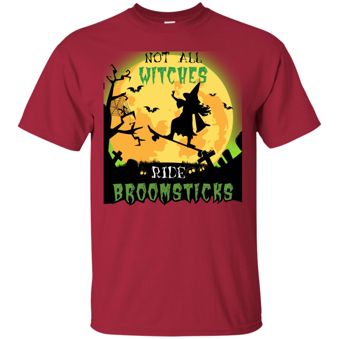 Not All Witches Ride Broomsticks Witches Ride Skateboard Funny Halloween Shirt Cardinal