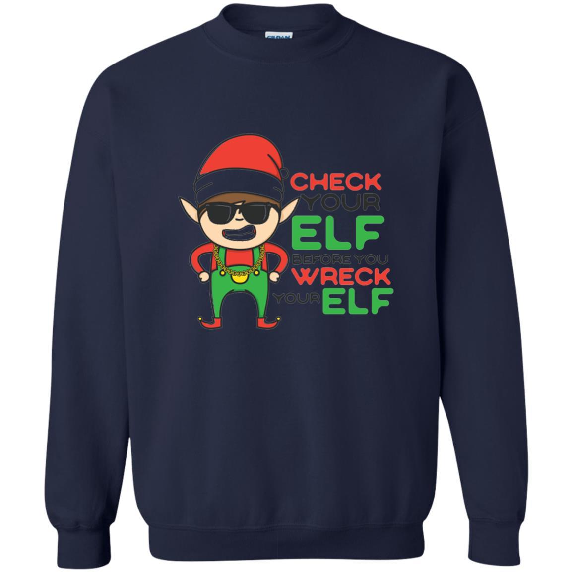 Christmas T-shirt Check Your Elf Before You Wreck Your Elf Navy