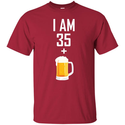 I Am 35 Plus 1 Beer 36th Birthday T-shirt Cardinal