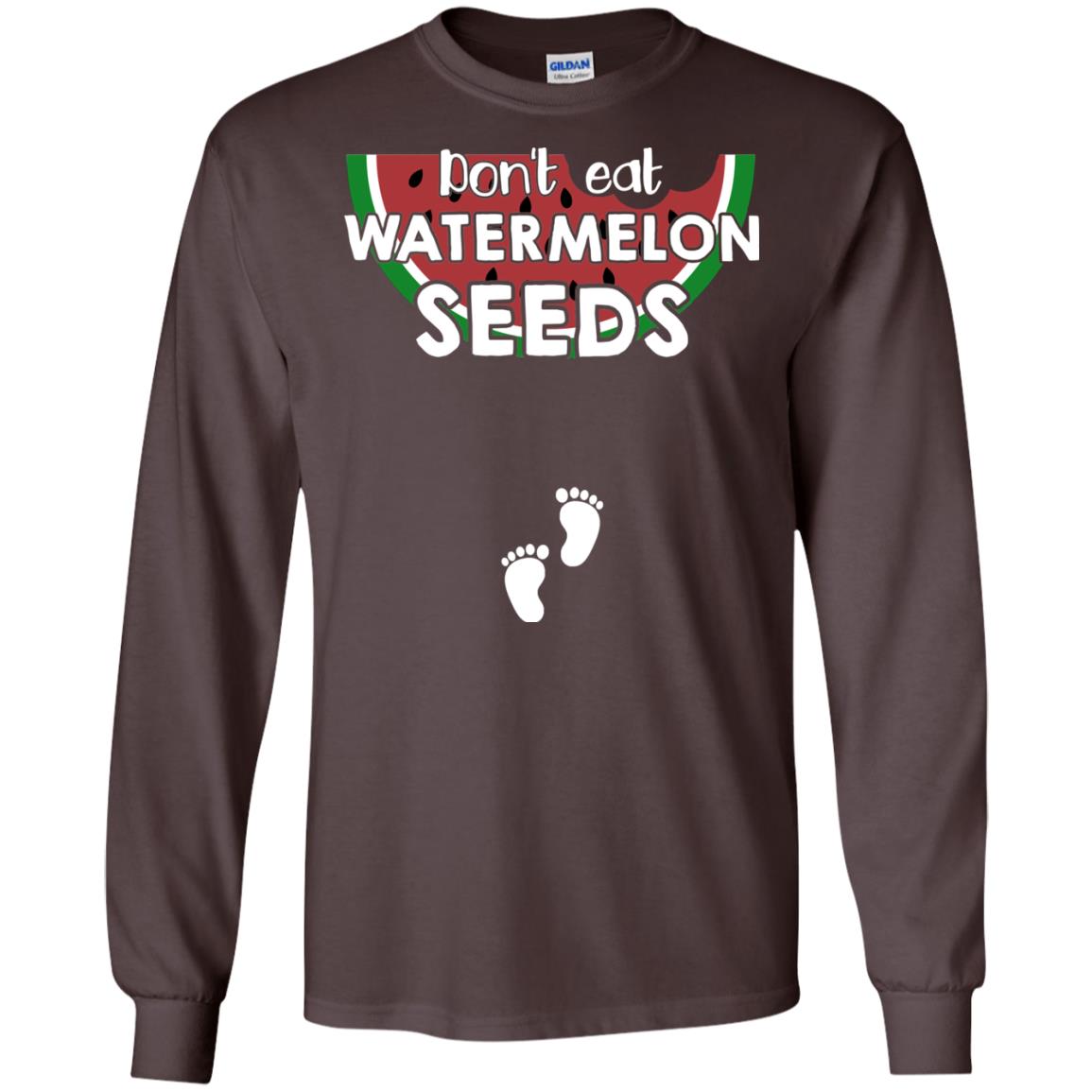 Don_t Eat Watermelon Seeds Pregnancy Announcement Shirt Dark Chocolate