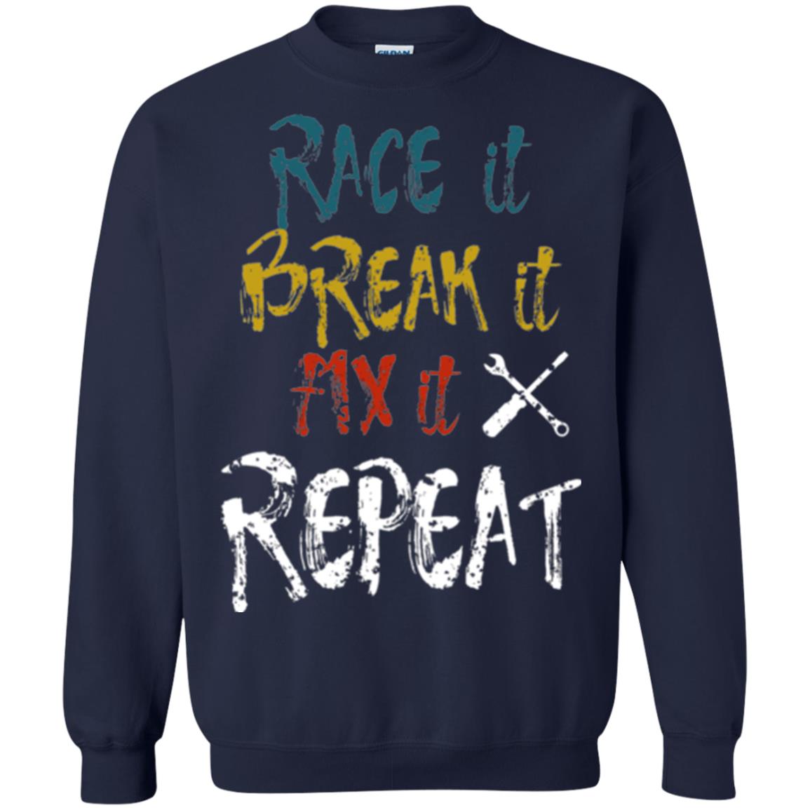 Mechanic T-shirt Race It Break It Fix It Repeat Navy