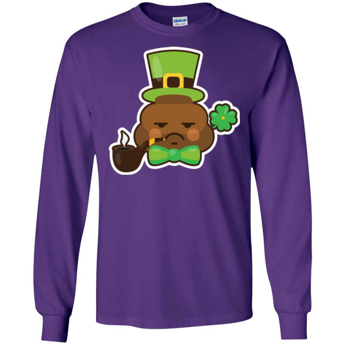 Saint Partick_s Day T-shirt Leprechaun Poop Emoji With Patrick Hat Purple