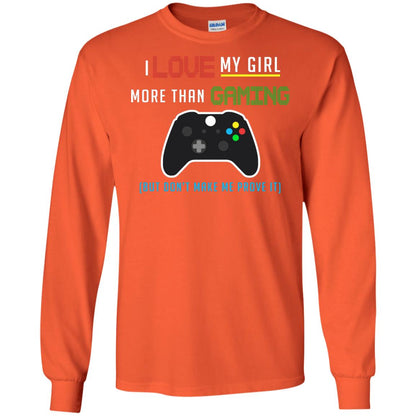 Gamer T-shirt I Love My Girl More Than Gaming Orange