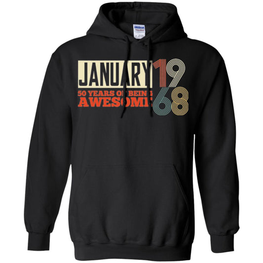 Birthday T-shirt January 1968 50 Years Of Being Awesome Black