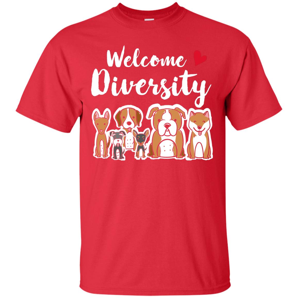 Dog Lover T-shirt Welcome Diversity Red