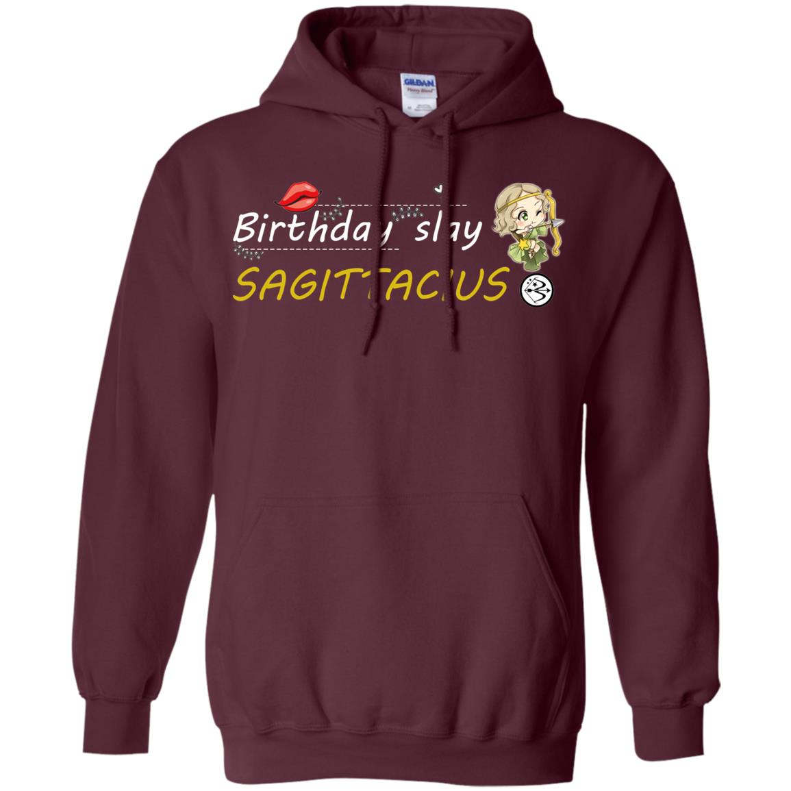 Cute Sagittarius Girl Birthday Lip Slay T-shirt Maroon