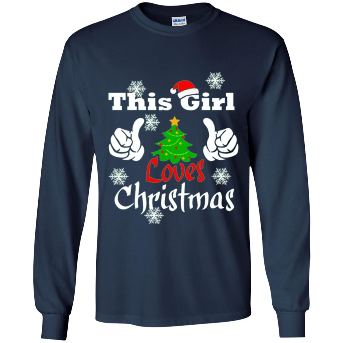 Funny Christmas This Girl Loves Christmas T-shirt Navy