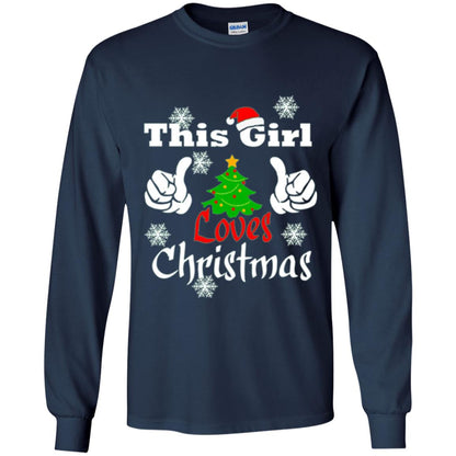 Funny Christmas This Girl Loves Christmas T-shirt Navy
