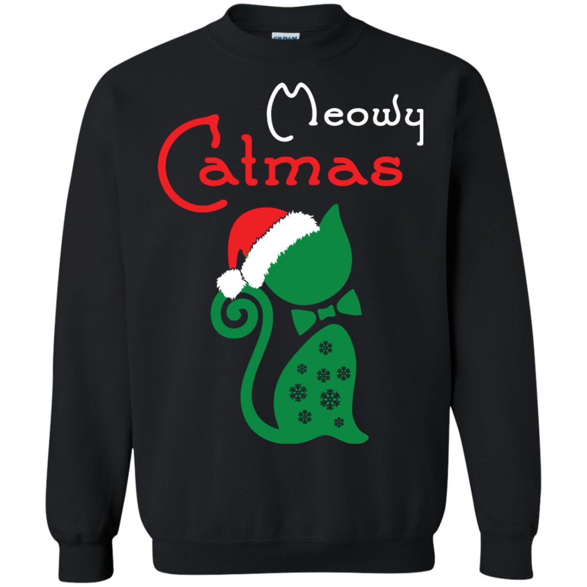 Cat Christmas T-Shirt Meowy Catmas Black