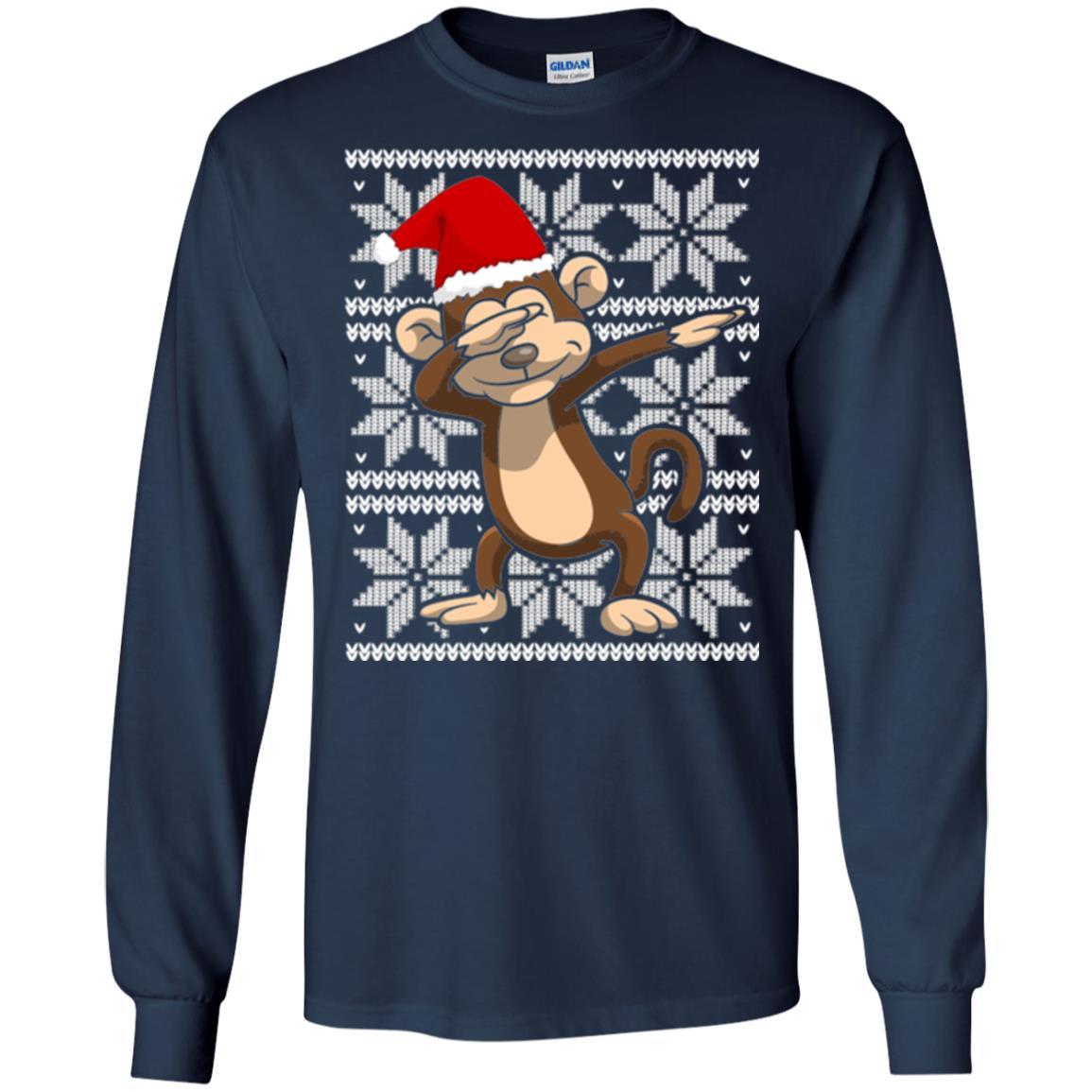 Christmas T-shirt Dabbing Monkey Navy