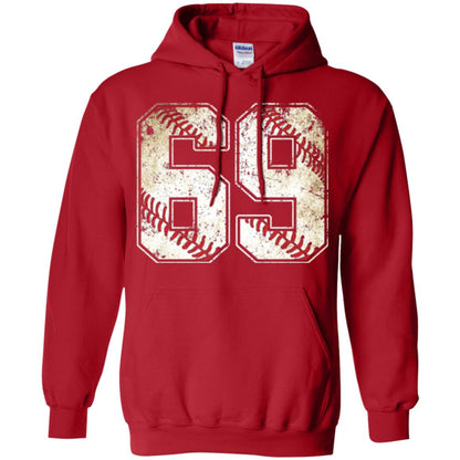 Baseball Player T-shirt Jersey Number 69 Retro Vintage Red