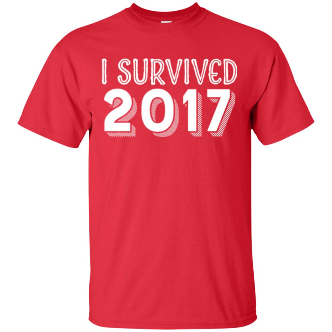 New Year_s T-shirt I Survived 2017 Red
