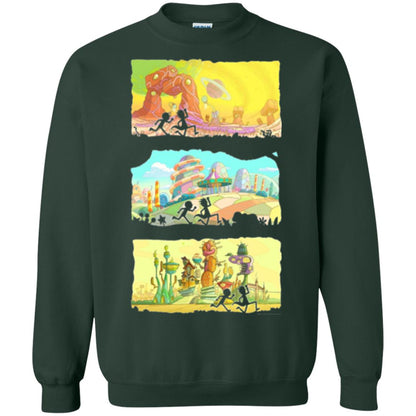 Movie T-shirt Running Silhouettes On Alien Land Forest Green