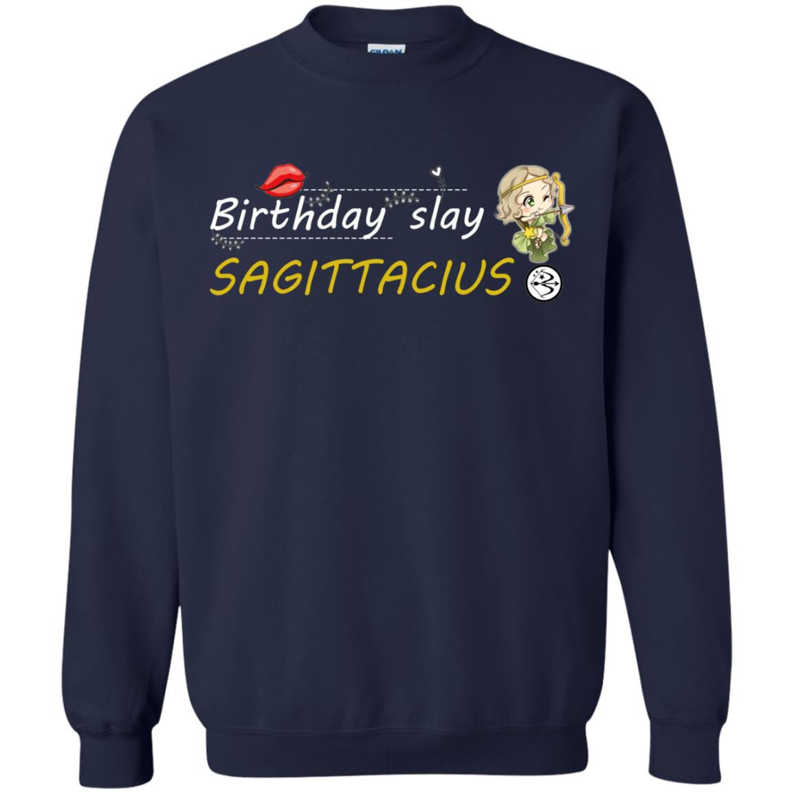 Cute Sagittarius Girl Birthday Lip Slay T-shirt Navy