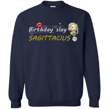 Cute Sagittarius Girl Birthday Lip Slay T-shirt Navy
