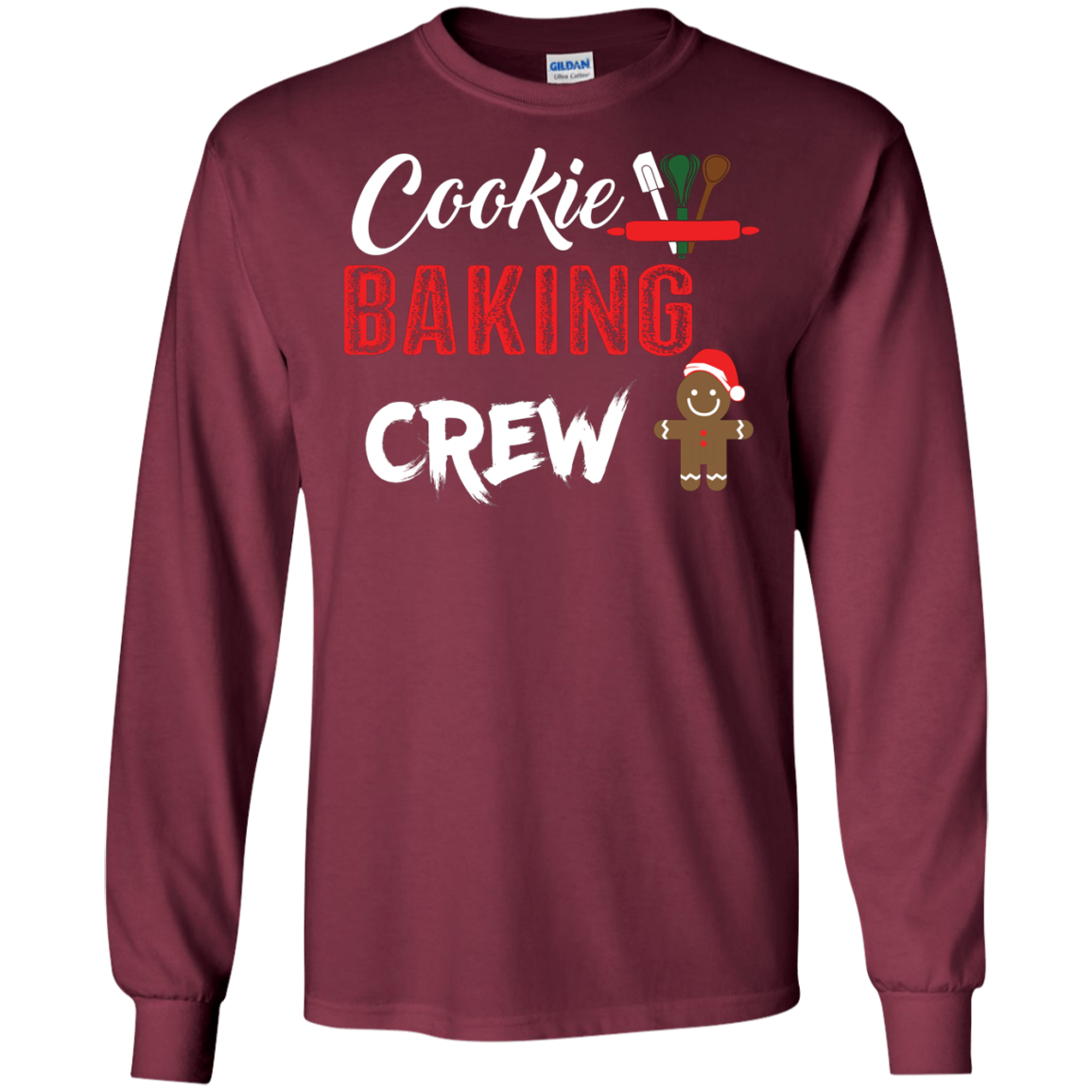 Christmas T-Shirt Cookie Baking Crew Maroon