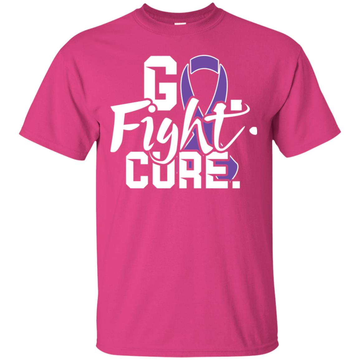 Pancreatic Leiomyosarcoma Awareness Go Fight Cure Purple Ribbon Shirt Heliconia