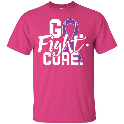 Pancreatic Leiomyosarcoma Awareness Go Fight Cure Purple Ribbon Shirt Heliconia