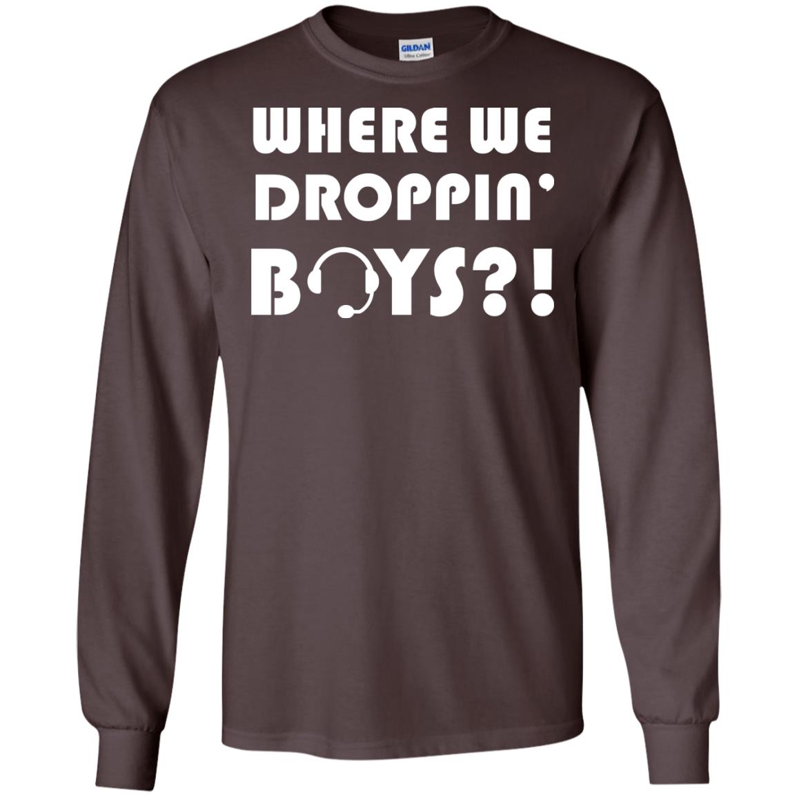 Where We Dropping Boys Gamer Shirt Dark Chocolate