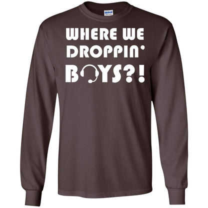 Where We Dropping Boys Gamer Shirt Dark Chocolate