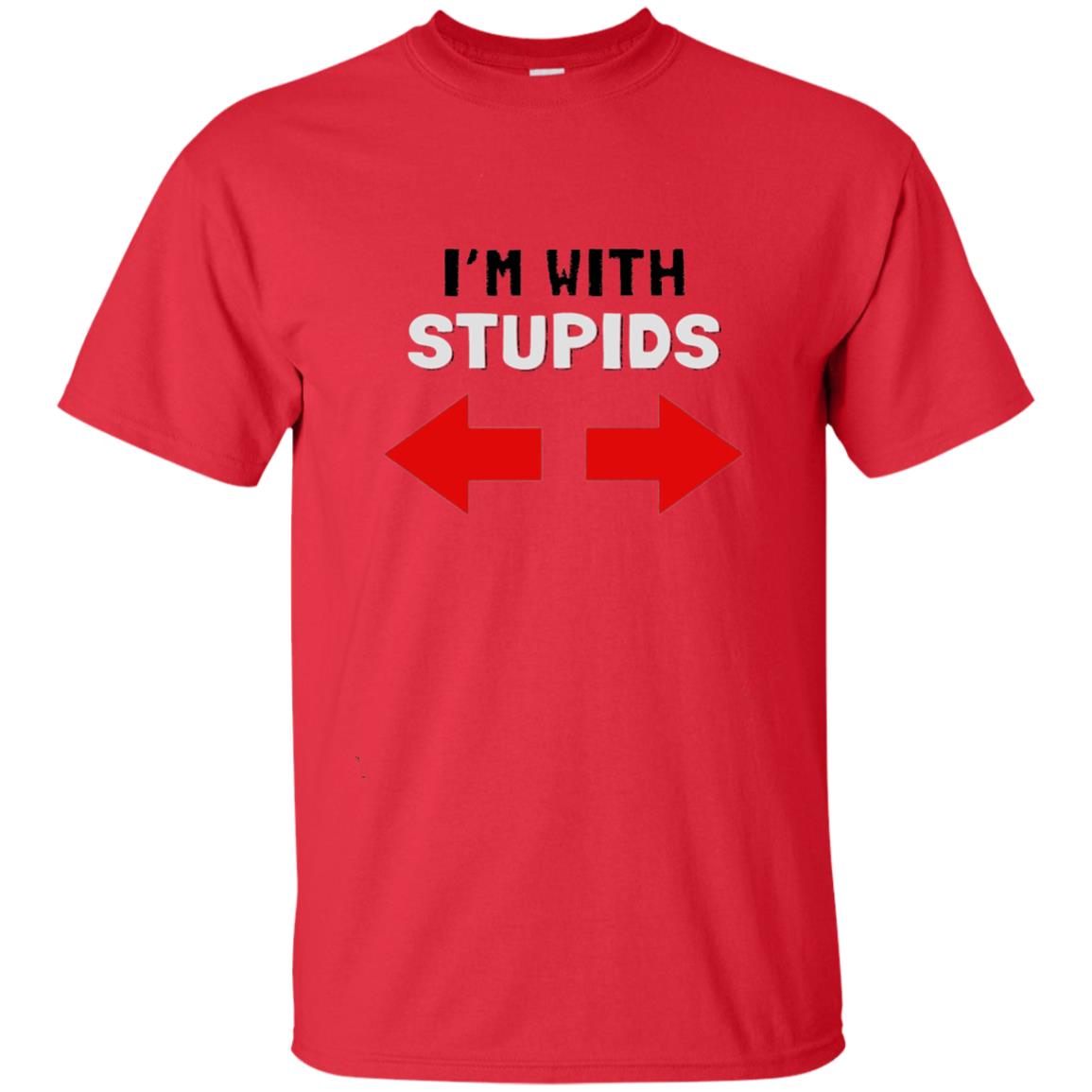 Im With Stiupid Funny Adult Shirt Red