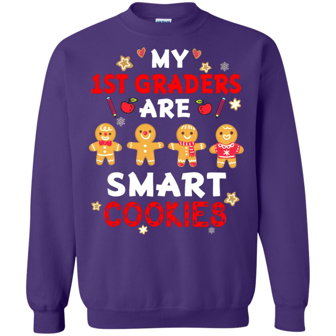 My 1st Graders Are Smart Cookies X-mas Gift Shirt For First Gradeteachers Purple