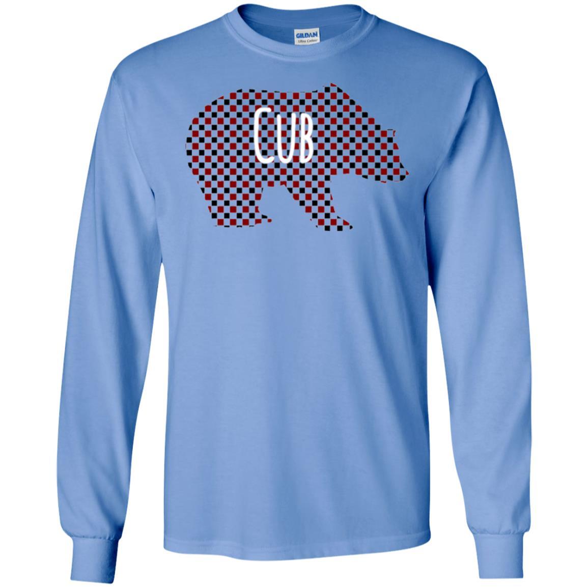 Family Christmas T-shirt Red Plaid Cub Bear Carolina Blue