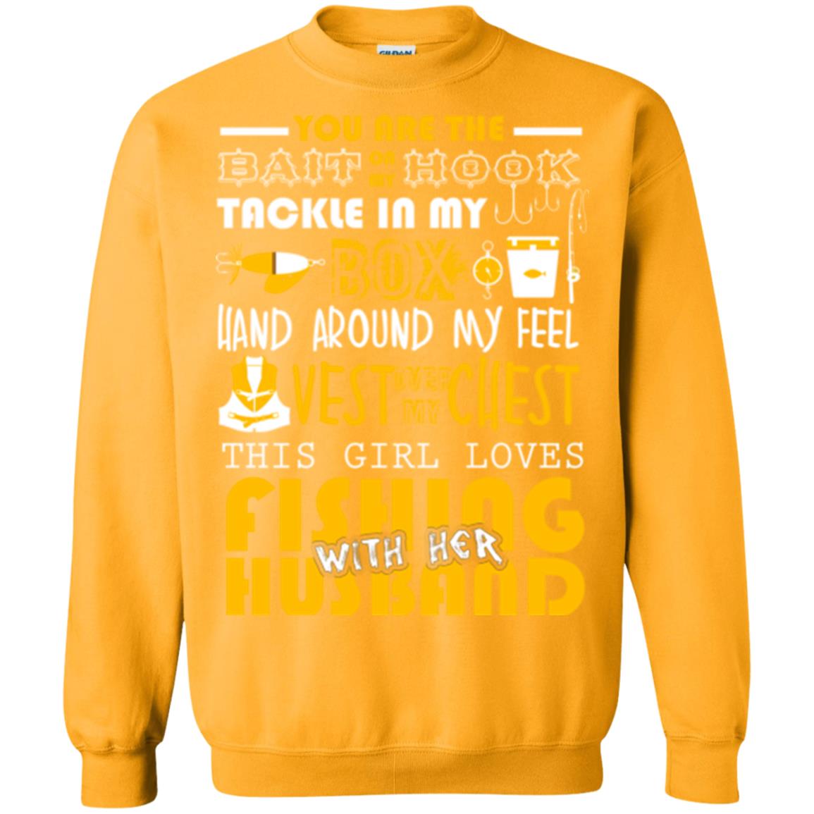 Fishing Lover T-shirt This Girl Loves Fishing With Her Husband Gold