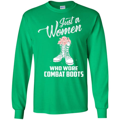 Just A Woman Who Wore Combat Boots Female Veteran T-shirt Irish Green